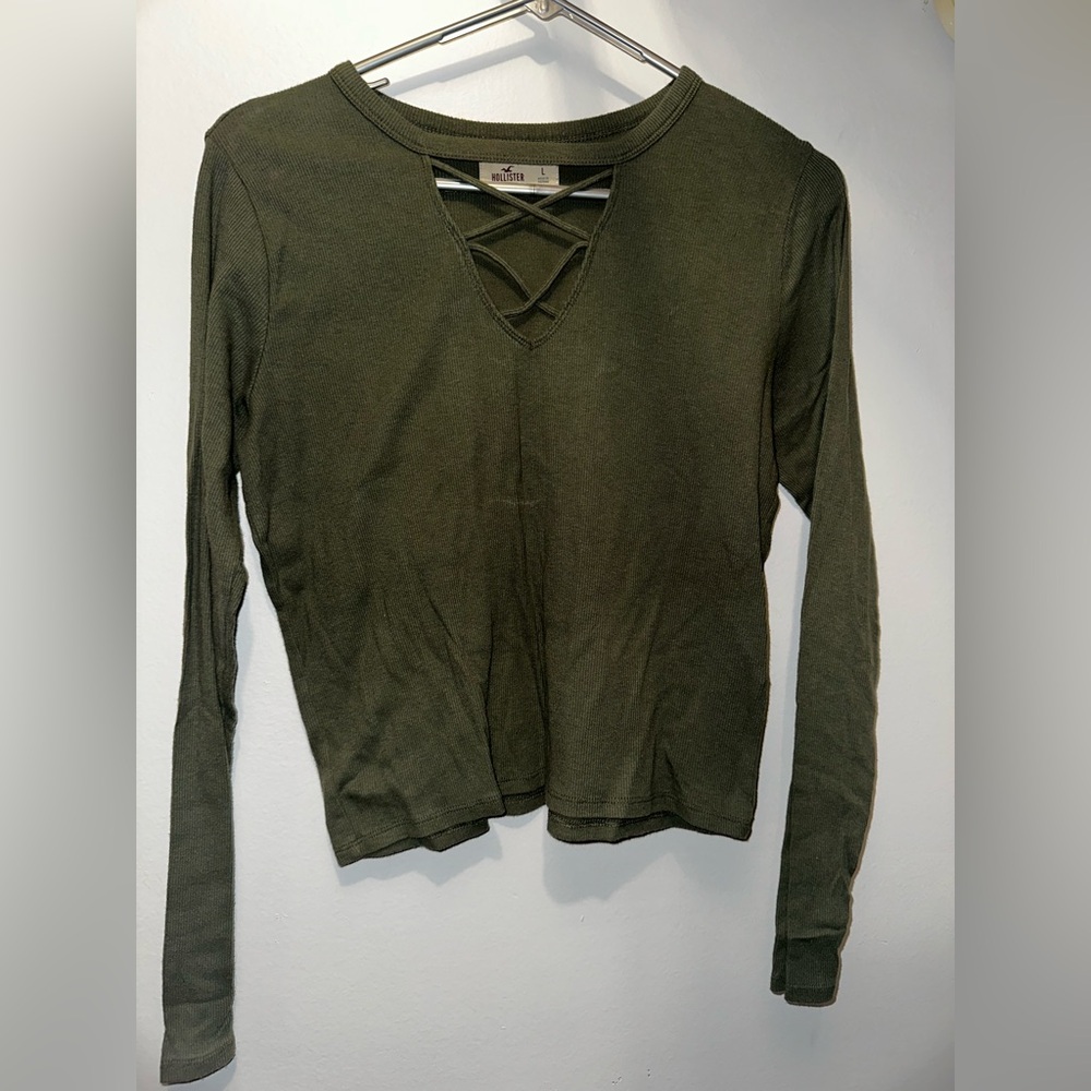 Hollister Green Criss Cross Long Sleeve